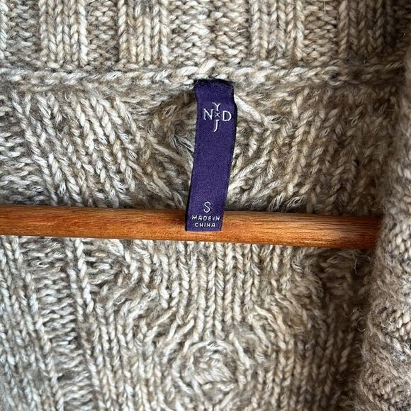 NYDJ Cardigan Womens Small Marled Heather Grey Ivory Open‎ Front Sweater - Picture 2 of 5